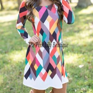 Pink Lily Geometric Dress